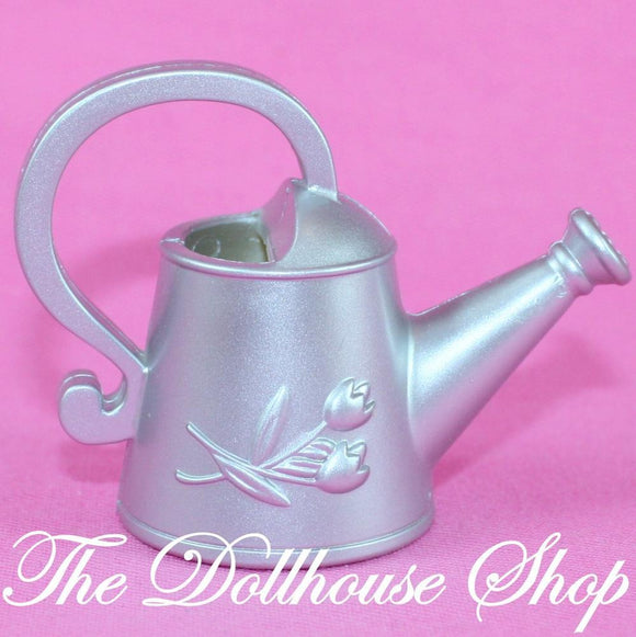 Fisher Price Loving Family Dollhouse Silver Grey Doll Watering Can Garden-Toys & Hobbies:Preschool Toys & Pretend Play:Fisher-Price:1963-Now:Dollhouses-Fisher-Price-Backyard Fun,Dollhouse,Fisher Price,Loving Family,Outdoor Furniture,Plants and Vases,Used-The Dollhouse Shop