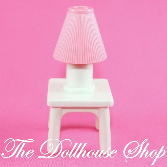 Fisher Price Loving Family Dollhouse White Lamp table pretend Pink Lamp Light-Toys & Hobbies:Preschool Toys & Pretend Play:Fisher-Price:1963-Now:Dollhouses-Fisher-Price-Dollhouse, Dream Dollhouse, Fisher Price, Lamps & Coffee Tables, Living Room, Loving Family, Used, White-The Dollhouse Shop
