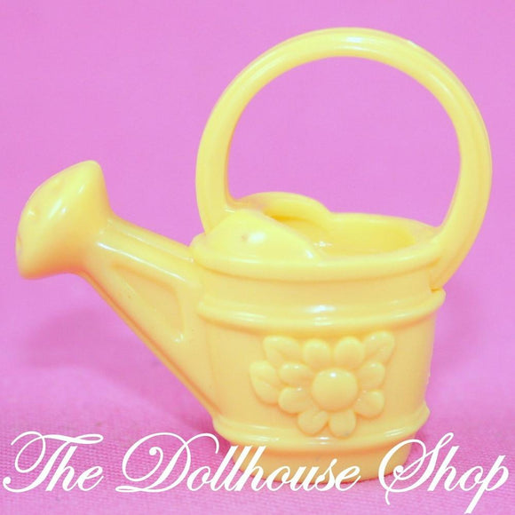 Fisher Price Loving Family Dollhouse Yellow Doll Garden Watering Can Gardening-Toys & Hobbies:Preschool Toys & Pretend Play:Fisher-Price:1963-Now:Dollhouses-Fisher-Price-Dollhouse, Fisher Price, Loving Family, Plants and Vases, Used, Yellow-The Dollhouse Shop