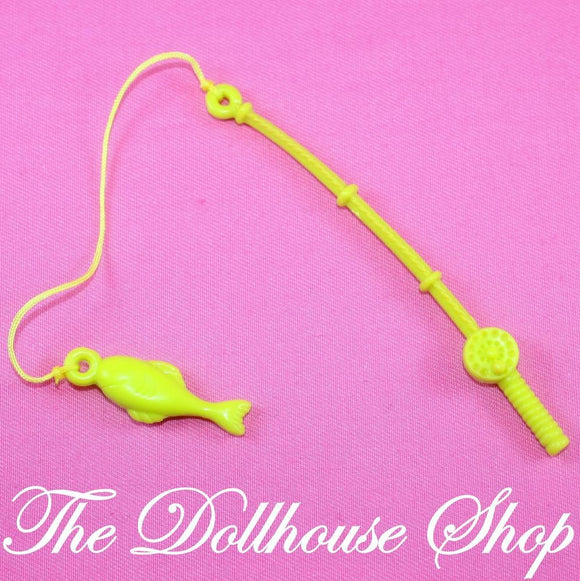 Fisher Price Loving Family Dollhouse Yellow Fishing Pole Rod Fish-Toys & Hobbies:Preschool Toys & Pretend Play:Fisher-Price:1963-Now:Dollhouses-Fisher-Price-Backyard Fun,Camping Sets,Dollhouse,Fisher Price,Loving Family,Outdoor Furniture,Used-The Dollhouse Shop