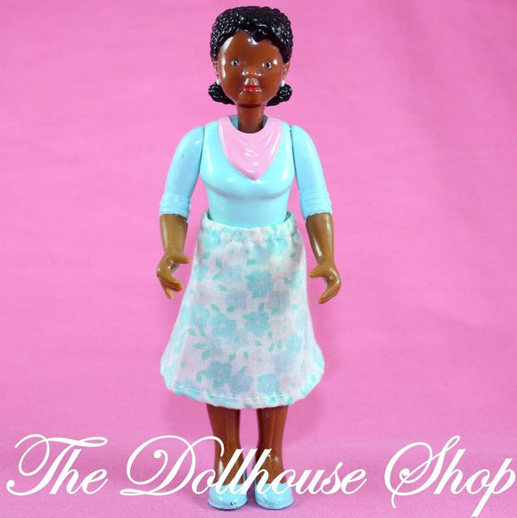 Fisher Price Loving Family Dream Dollhouse African American Mom Doll-Toys & Hobbies:Preschool Toys & Pretend Play:Fisher-Price:1963-Now:Dollhouses-Fisher-Price-African American,Blue,Dollhouse,Dolls,Dream Dollhouse,Fisher Price,Loving Family,Mother,Used-The Dollhouse Shop