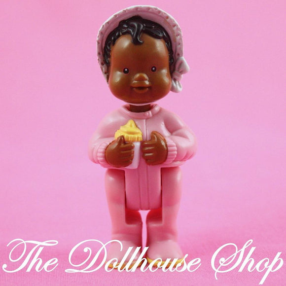 Fisher Price Loving Family Dream Dollhouse African American Pink Baby Girl Doll-Toys & Hobbies:Preschool Toys & Pretend Play:Fisher-Price:1963-Now:Dollhouses-Fisher-Price-African American, Baby, Brown Hair, Dollhouse, Dolls, Dream Dollhouse, Girl Dolls, Loving Family, Nursery Room, Pink, Used-The Dollhouse Shop