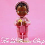 Fisher Price Loving Family Dream Dollhouse African American Pink Baby Girl Doll-Toys & Hobbies:Preschool Toys & Pretend Play:Fisher-Price:1963-Now:Dollhouses-Fisher-Price-African American,Baby,Brown Hair,Dollhouse,Dolls,Dream Dollhouse,Girl Dolls,Loving Family,Nursery Room,Pink,Used-The Dollhouse Shop