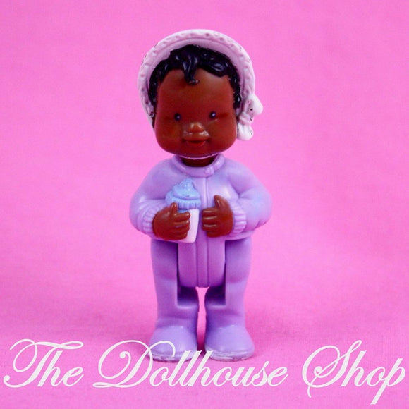 Fisher Price Loving Family Dream Dollhouse African American Purple Baby Girl Doll-Toys & Hobbies:Preschool Toys & Pretend Play:Fisher-Price:1963-Now:Dollhouses-Fisher-Price-African American, Baby, Dollhouse, Dolls, Dream Dollhouse, Fisher Price, Loving Family, Used-The Dollhouse Shop