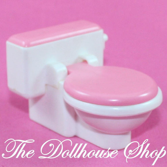 Fisher Price Loving Family Dream Dollhouse Bathroom White Toilet Pink Lid-Toys & Hobbies:Preschool Toys & Pretend Play:Fisher-Price:1963-Now:Dollhouses-Fisher-Price-Bathroom, Dollhouse, Dream Dollhouse, Fisher Price, Loving Family, Used-The Dollhouse Shop