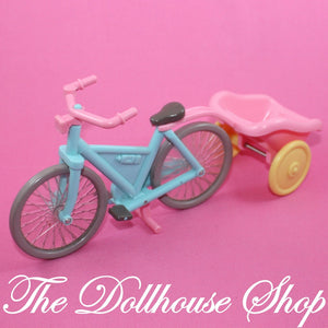Fisher Price Loving Family Dream Dollhouse Bicycle Bike Pink Girl with wagon-Toys & Hobbies:Preschool Toys & Pretend Play:Fisher-Price:1963-Now:Dollhouses-Fisher-Price-Backyard Fun, Dollhouse, Dream Dollhouse, Fisher Price, Loving Family, Outdoor Furniture, Used-The Dollhouse Shop