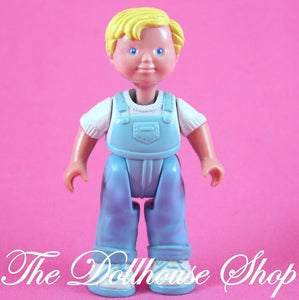 Fisher Price Loving Family Dream Dollhouse Blonde Boy Blue coveralls Doll-Toys & Hobbies:Preschool Toys & Pretend Play:Fisher-Price:1963-Now:Dollhouses-Fisher-Price-Blonde Hair,Blue,Boy Dolls,Dollhouse,Dolls,Dream Dollhouse,Fisher Price,Loving Family,Used-The Dollhouse Shop