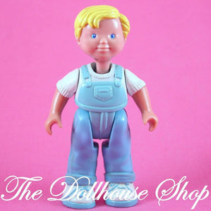 Fisher Price Loving Family Dream Dollhouse Blonde Boy Blue coveralls Doll-Toys & Hobbies:Preschool Toys & Pretend Play:Fisher-Price:1963-Now:Dollhouses-Fisher-Price-Blonde Hair, Blue, Boy Dolls, Dollhouse, Dolls, Dream Dollhouse, Fisher Price, Loving Family, Used-The Dollhouse Shop