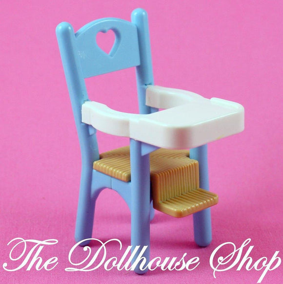 Fisher Price Loving Family Dream Dollhouse Blue Baby Doll High Chair-Toys & Hobbies:Preschool Toys & Pretend Play:Fisher-Price:1963-Now:Dollhouses-Fisher-Price-Blue, Chairs, Dining Room, Dollhouse, Dream Dollhouse, Fisher Price, Kitchen, Loving Family, Nursery Room, Used-The Dollhouse Shop
