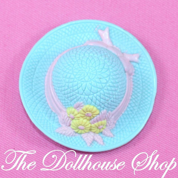 Fisher Price Loving Family Dream Dollhouse Blue Floral Hat for Mom Adult Doll-Toys & Hobbies:Preschool Toys & Pretend Play:Fisher-Price:1963-Now:Dollhouses-Fisher-Price-Blue, Doll Dress Ups, Dollhouse, Fisher Price, Loving Family, Used-The Dollhouse Shop