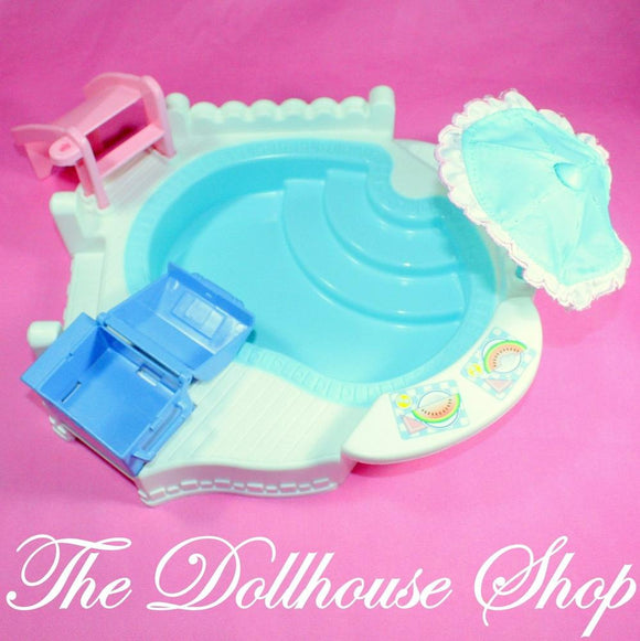 Fisher Price Loving Family Dream Dollhouse Doll Swimming Pool Umbrella NO Grill-Toys & Hobbies:Preschool Toys & Pretend Play:Fisher-Price:1963-Now:Dollhouses-Fisher-Price-Backyard Fun,Dollhouse,Dream Dollhouse,Fisher Price,Loving Family,Outdoor Furniture,Swimming Pool Sets,Used-The Dollhouse Shop