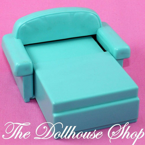 Fisher Price Loving Family Dream Dollhouse Green Doll Sofa Bed Couch Living Room-Toys & Hobbies:Preschool Toys & Pretend Play:Fisher-Price:1963-Now:Dollhouses-Fisher-Price-Dollhouse,Dream Dollhouse,Fisher Price,Living Room,Loving Family,Used-The Dollhouse Shop