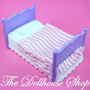 Fisher Price Loving Family Dream Dollhouse Kids Bedroom Striped Bunk Bed-Toys & Hobbies:Preschool Toys & Pretend Play:Fisher-Price:1963-Now:Dollhouses-Fisher-Price-Bedroom,Dollhouse,Dream Dollhouse,Fisher Price,Kids Bedroom,Loving Family,Pink,Purple,Used,White-The Dollhouse Shop