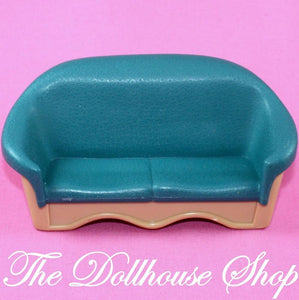Fisher Price Loving Family Dream Dollhouse Living Room Green Sofa Chair Loveseat-Toys & Hobbies:Preschool Toys & Pretend Play:Fisher-Price:1963-Now:Dollhouses-Fisher-Price-Chairs, Dollhouse, Dream Dollhouse, Fisher Price, Green, Living Room, Loving Family, Used-The Dollhouse Shop