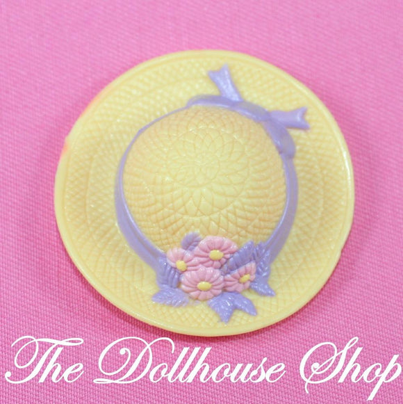 Fisher Price Loving Family Dream Dollhouse Mom's Yellow Hat Purple Flowers-Toys & Hobbies:Preschool Toys & Pretend Play:Fisher-Price:1963-Now:Dollhouses-Fisher-Price-Doll Dress Ups,Dollhouse,Dream Dollhouse,Fisher Price,Loving Family,Used-The Dollhouse Shop