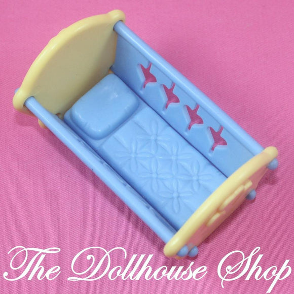 Fisher Price Loving Family Dream Dollhouse Nursery Baby Doll Crib Cradle Blue Yellow-Toys & Hobbies:Preschool Toys & Pretend Play:Fisher-Price:1963-Now:Dollhouses-Fisher-Price-Blue, Cribs & Cradles, Dollhouse, Dream Dollhouse, Fisher Price, Loving Family, Nursery Room, Used-The Dollhouse Shop