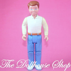 Fisher Price Loving Family Dream Dollhouse People Dad Father Brunette Doll-Toys & Hobbies:Preschool Toys & Pretend Play:Fisher-Price:1963-Now:Dollhouses-Fisher-Price-Blue, Brown Hair, Dollhouse, Dolls, Dream Dollhouse, Father, Fisher Price, Loving Family, Used, White-The Dollhouse Shop