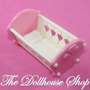 Fisher Price Loving Family Dream Dollhouse Pink Baby Girl Crib Cradle Nursery-Toys & Hobbies:Preschool Toys & Pretend Play:Fisher-Price:1963-Now:Dollhouses-Fisher-Price-Baby, Cribs & Cradles, Dollhouse, Dream Dollhouse, Fisher Price, Loving Family, Nursery Room, Pink, Used-The Dollhouse Shop