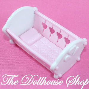 Fisher Price Loving Family Dream Dollhouse Pink Baby Girl Crib Cradle Nursery-Toys & Hobbies:Preschool Toys & Pretend Play:Fisher-Price:1963-Now:Dollhouses-Fisher-Price-Baby, Cribs & Cradles, Dollhouse, Dream Dollhouse, Fisher Price, Loving Family, Nursery Room, Used-The Dollhouse Shop