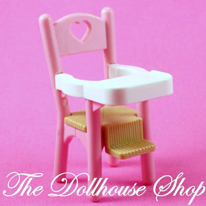 Fisher Price Loving Family Dream Dollhouse Pink Baby Girl High Chair-Toys & Hobbies:Preschool Toys & Pretend Play:Fisher-Price:1963-Now:Dollhouses-Fisher-Price-Chairs, Dollhouse, Dream Dollhouse, Fisher Price, Kitchen, Loving Family, Nursery Room, Pink, Used-The Dollhouse Shop