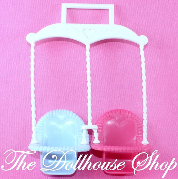 Fisher Price Loving Family Dream Dollhouse Pink Blue Baby Doll Twin Swing-Toys & Hobbies:Preschool Toys & Pretend Play:Fisher-Price:1963-Now:Dollhouses-Fisher-Price-Dollhouse, Dream Dollhouse, Fisher Price, Loving Family, Outdoor Furniture, Replacement Parts, Used-The Dollhouse Shop