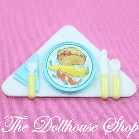 Fisher Price Loving Family Dream Dollhouse RV Kitchen Hot Dog Food Plate Setting-Toys & Hobbies:Preschool Toys & Pretend Play:Fisher-Price:1963-Now:Dollhouses-Fisher-Price-Cars Vans & Campers, Dollhouse, Dream Dollhouse, Fisher Price, Food Accessories, Kitchen, Used-The Dollhouse Shop