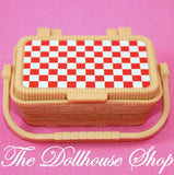 Fisher Price Loving Family Dream Dollhouse Tan Picnic Basket W/ Lid Food Kitchen-Toys & Hobbies:Preschool Toys & Pretend Play:Fisher-Price:1963-Now:Dollhouses-Fisher-Price-Dollhouse,Dream Dollhouse,Fisher Price,Food Accessories,Kitchen,Loving Family,Used-The Dollhouse Shop