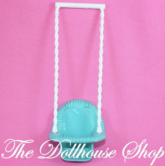 Fisher Price Loving Family Dream Dollhouse Teal Baby Doll Single Swing-Toys & Hobbies:Preschool Toys & Pretend Play:Fisher-Price:1963-Now:Dollhouses-Fisher-Price-Dollhouse, Dream Dollhouse, Fisher Price, Loving Family, Outdoor Furniture, Replacement Parts, Used-The Dollhouse Shop