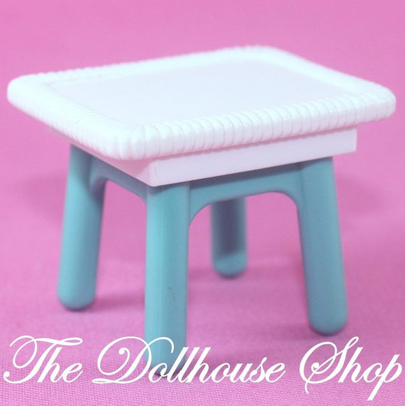 Fisher Price Loving Family Dream Dollhouse Teal Coffee end Table Living Room-Toys & Hobbies:Preschool Toys & Pretend Play:Fisher-Price:1963-Now:Dollhouses-Fisher-Price-Dollhouse,Dream Dollhouse,Fisher Price,Lamps & Coffee Tables,Living Room,Loving Family,Tables,Used-The Dollhouse Shop
