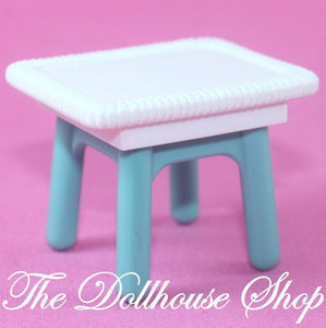 Fisher Price Loving Family Dream Dollhouse Teal Coffee end Table Living Room-Toys & Hobbies:Preschool Toys & Pretend Play:Fisher-Price:1963-Now:Dollhouses-Fisher-Price-Dollhouse, Dream Dollhouse, Fisher Price, Lamps & Coffee Tables, Living Room, Loving Family, Tables, Used-The Dollhouse Shop