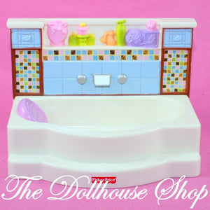 Fisher Price Loving Family Dream Dollhouse White Bath Tub Bathroom Doll Bathtub-Toys & Hobbies:Preschool Toys & Pretend Play:Fisher-Price:1963-Now:Dollhouses-Fisher-Price-Bathroom,Dollhouse,Fisher Price,Loving Family,Used,White-The Dollhouse Shop