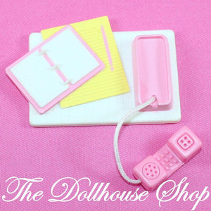 Fisher Price Loving Family Dream Dollhouse telephone note book pad office-Toys & Hobbies:Preschool Toys & Pretend Play:Fisher-Price:1963-Now:Dollhouses-Fisher-Price-Dollhouse, Dream Dollhouse, Fisher Price, Living Room, Loving Family, Office, Used-The Dollhouse Shop