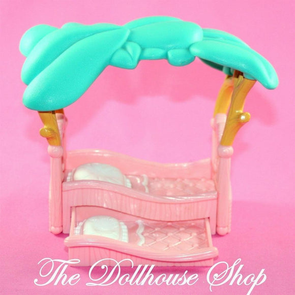 Fisher Price Loving Family Hideaway Hollow Dollhouse Pink Canopy Bed Trundle-Toys & Hobbies:Preschool Toys & Pretend Play:Fisher-Price:1963-Now:Dollhouses-Fisher-Price-Bedroom,Dollhouse,Fisher Price,Hideaway Hollow,Loving Family,Used-The Dollhouse Shop