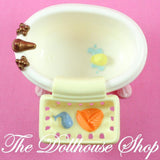 Fisher Price Loving Family New Addition Dollhouse Baby Doll Bath tub toy basket-Toys & Hobbies:Preschool Toys & Pretend Play:Fisher-Price:1963-Now:Dollhouses-Fisher-Price-Bathroom, Dollhouse, Fisher Price, Loving Family, New Additions Dollhouse, Used, White-The Dollhouse Shop