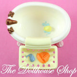 Fisher Price Loving Family New Addition Dollhouse Baby Doll Bath tub toy basket-Toys & Hobbies:Preschool Toys & Pretend Play:Fisher-Price:1963-Now:Dollhouses-Fisher-Price-Bathroom,Dollhouse,Fisher Price,Loving Family,New Additions Dollhouse,Used,White-The Dollhouse Shop