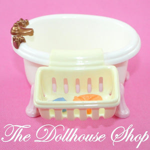Fisher Price Loving Family New Addition Dollhouse Baby Doll Bath tub toy basket-Toys & Hobbies:Preschool Toys & Pretend Play:Fisher-Price:1963-Now:Dollhouses-Fisher-Price-Bathroom,Dollhouse,Fisher Price,Loving Family,New Additions Dollhouse,Used,White-The Dollhouse Shop