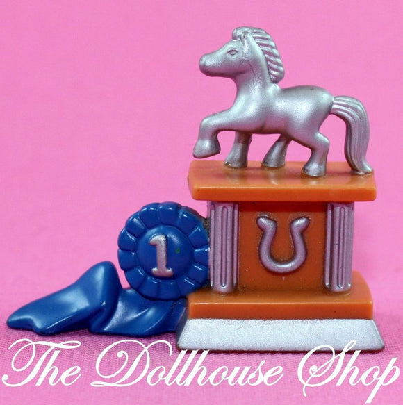 Fisher Price Loving Family Stable Dollhouse Horse Pony Silver Trophy 1st Place-Toys & Hobbies:Preschool Toys & Pretend Play:Fisher-Price:1963-Now:Dollhouses-Fisher-Price-Animal & Pet Accessories, Dollhouse, Fisher Price, Horses & Stables, Loving Family, Used-The Dollhouse Shop