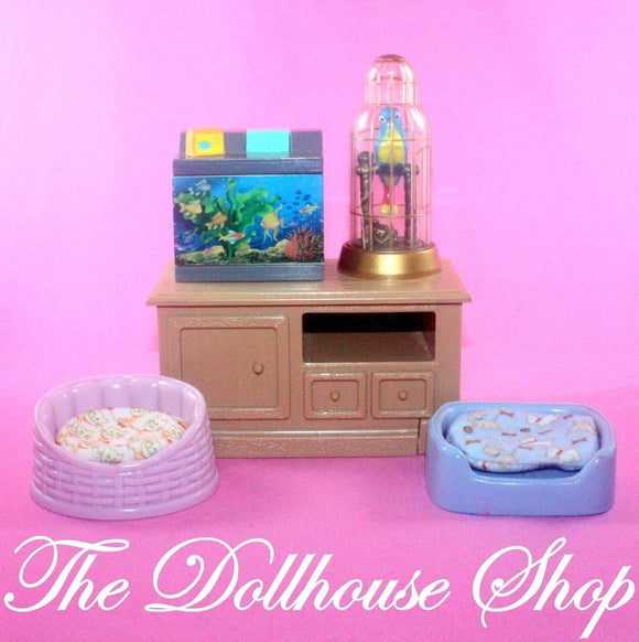 Fisher Price Loving Family Townhouse Dollhouse Pet Center Aquarium Bird Cat Dog-Toys & Hobbies:Preschool Toys & Pretend Play:Fisher-Price:1963-Now:Dollhouses-Fisher-Price-Animal & Pet Accessories,Animals & Pets,Dollhouse,Fisher Price,Loving Family,Special Edition Townhouse,Used-The Dollhouse Shop