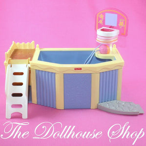 Fisher Price Loving Family Townhouse Dollhouse Swimming Pool Basketball Hoop-Toys & Hobbies:Preschool Toys & Pretend Play:Fisher-Price:1963-Now:Dollhouses-Fisher-Price-Backyard Fun, Dollhouse, Fisher Price, Loving Family, Outdoor Furniture, Special Edition Townhouse, Swimming Pool Sets, Used-The Dollhouse Shop