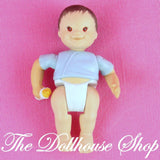 Fisher Price Loving Family Twin Time Dollhouse Asian Blue Baby Boy Doll Bottle-Toys & Hobbies:Preschool Toys & Pretend Play:Fisher-Price:1963-Now:Dollhouses-Fisher-Price-Asian, Baby, Boy Dolls, Brown Hair, Dollhouse, Dolls, Fisher Price, Loving Family, Twin Time, Twins, Used-The Dollhouse Shop