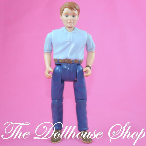 Fisher Price Loving Family Twin Time Dollhouse Father Dad Doll Blue Top-Toys & Hobbies:Preschool Toys & Pretend Play:Fisher-Price:1963-Now:Dollhouses-Fisher-Price-Brown Hair,Dollhouse,Dolls,Father,Fisher Price,Loving Family,Used-The Dollhouse Shop