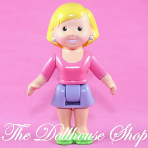 Fisher Price My First Dollhouse People Blonde Mom Mother Doll Pink Top-Toys & Hobbies:Preschool Toys & Pretend Play:Fisher-Price:1963-Now:Dollhouses-Fisher-Price-Blonde Hair, Dollhouse, Fisher Price, Mother, My First Dollhouse, Pink, Purple, Used-The Dollhouse Shop