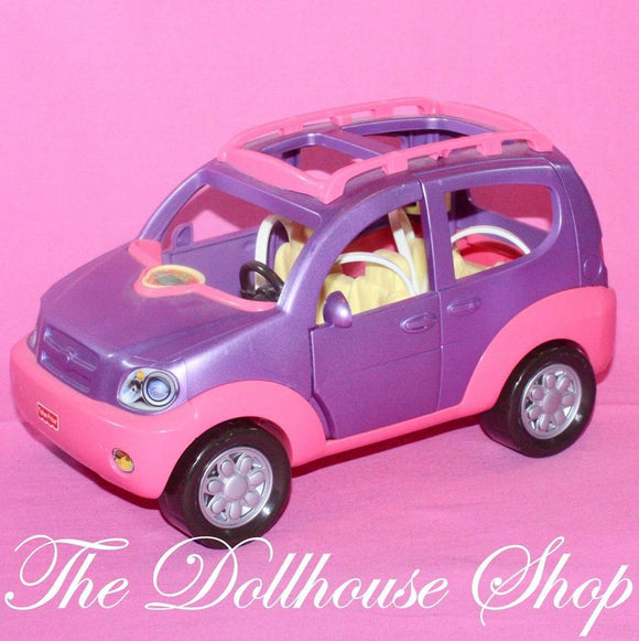 Fisher price Loving Family Dollhouse Purple Musical Minivan Van SUV Doll Car-Toys & Hobbies:Preschool Toys & Pretend Play:Fisher-Price:1963-Now:Dollhouses-Fisher-Price-Cars Vans & Campers,Dollhouse,Dream Dollhouse,Fisher Price,Loving Family,Used-The Dollhouse Shop