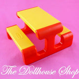 Little Tikes Dollhouse Backyard Yellow Orange Picnic Table Bench Seats-Toys & Hobbies:Preschool Toys & Pretend Play:Fisher-Price:1963-Now:Dollhouses-Fisher-Price-Backyard Fun,Brown,Camping Sets,Dollhouse,Little Tikes,Outdoor Furniture,Tables,Used-The Dollhouse Shop