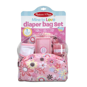 Melissa & Doug Mine to Love Diaper Bag Set-Dolls & Bears:Accessories-Melissa & Doug-15 inch Doll sets, Baby Doll Accessories, Melissa & Doug, Mine to Love, New, New Boxed Sets, Pink-The Dollhouse Shop