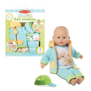 Melissa and Doug Mine to Love Mix & Match Playtime Doll Clothes-Dolls & Bears:Accessories-Melissa & Doug-Baby Doll Accessories, Melissa & Doug, Mine to Love, New, New Boxed Sets-000772317191-The Dollhouse Shop