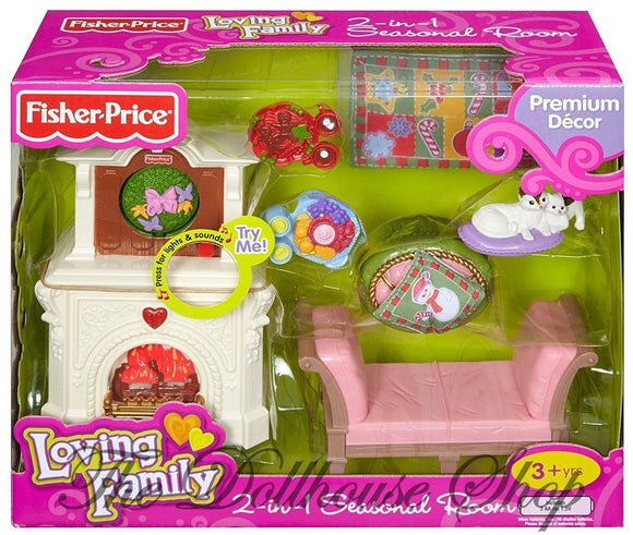 New Fisher Price Loving Family Dollhouse 2 in 1 Seasonal Holiday Room Set-Toys & Hobbies:Preschool Toys & Pretend Play:Fisher-Price:1963-Now:Dollhouses-Fisher-Price-Christmas,Dollhouse,Fisher Price,Holidays & Seasonal,Living Room,Loving Family,New Boxed Sets-The Dollhouse Shop