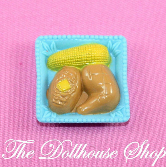 New Fisher Price Loving Family Dollhouse Blue Chicken Corn Food Plate-Toys & Hobbies:Preschool Toys & Pretend Play:Fisher-Price:1963-Now:Dollhouses-Fisher-Price-Blue,Dollhouse,Fisher Price,Food Accessories,Grand Mansion,Kitchen,Loving Family,Outdoor Furniture,Twin Time-The Dollhouse Shop