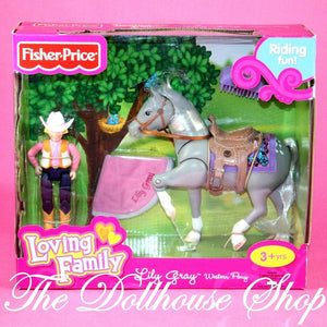 New Fisher Price Loving Family Dollhouse Horse Stable Western Pony Lily Gray-Toys & Hobbies:Preschool Toys & Pretend Play:Fisher-Price:1963-Now:Dollhouses-Fisher-Price-Dollhouse, Fisher Price, Horses & Stables, Loving Family, New, New Boxed Sets-027084433166-The Dollhouse Shop