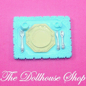 New Fisher Price Loving Family Holiday Dollhouse Blue Food Tray Placemat-Toys & Hobbies:Preschool Toys & Pretend Play:Fisher-Price:1963-Now:Dollhouses-Fisher-Price-Blue, Christmas, Dollhouse, Fisher Price, Food Accessories, Holidays & Seasonal, Home for the Holidays Dollhouse, Kitchen, Loving Family, New-The Dollhouse Shop